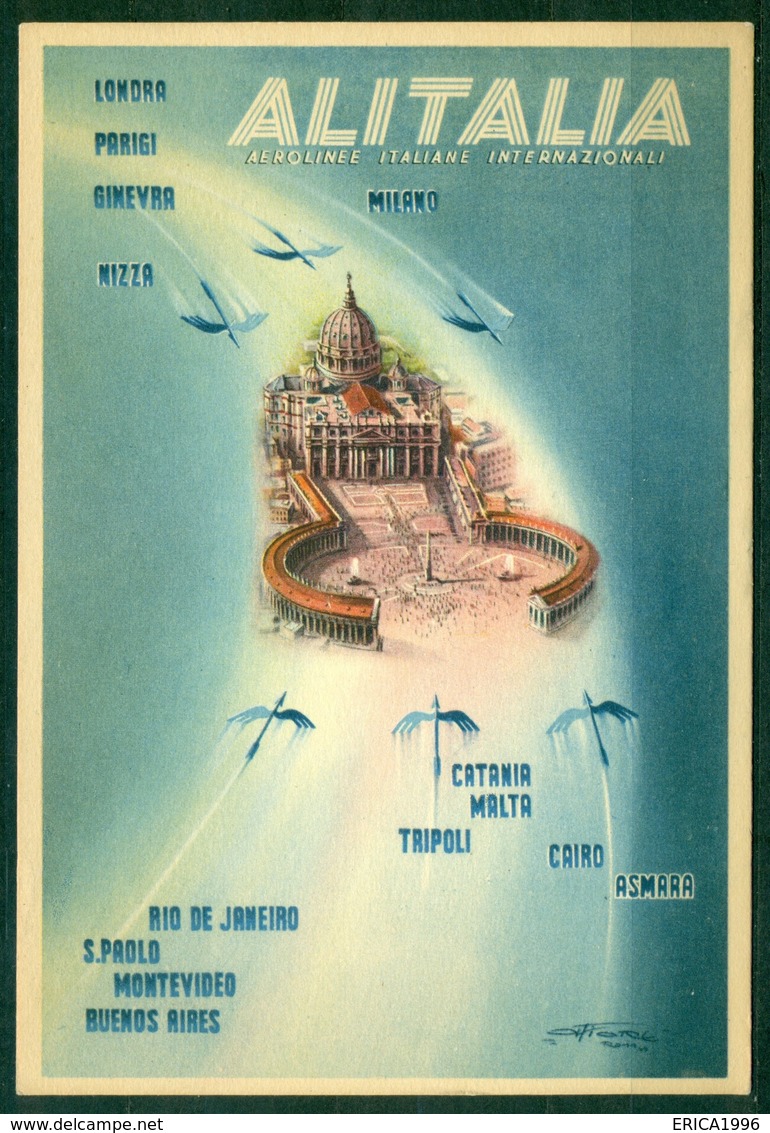 CARTOLINA - CV2156 AVIAZIONE ALITALIA Aerolinee Italiane Internazionali, Ill. G. Fiore, FG, Non Viaggiata, Ottime  Condi - Altri & Non Classificati