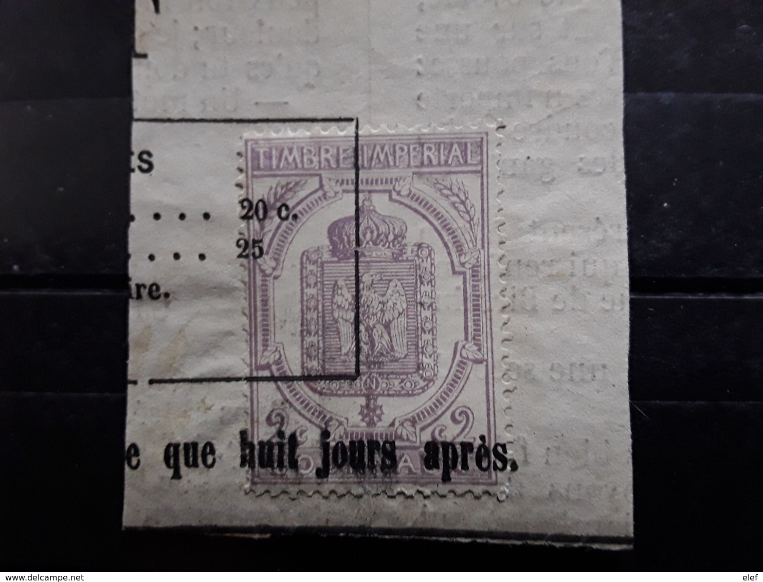 France JOURNAUX ,1869, Yvert No 7, 2 C  Violet Obl Typo ,sur Fragment,  TTB - Journaux
