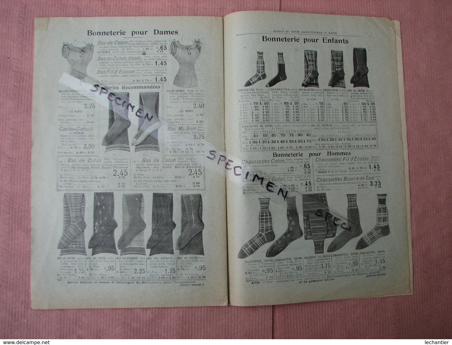 Maison du petit St. Thomas catalogue hiver 1913/14- 1 cata trousseau  layette- 1 cata blanc toiles 1900