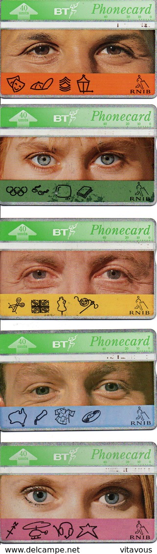 5 Télécartes BT Phonecard Oeil Regard Yeux (G 40) - Altri & Non Classificati