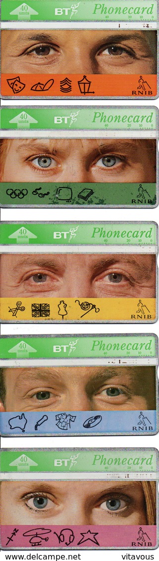 5 Télécartes BT Phonecard Oeil Regard Yeux (G 40) - Autres & Non Classés