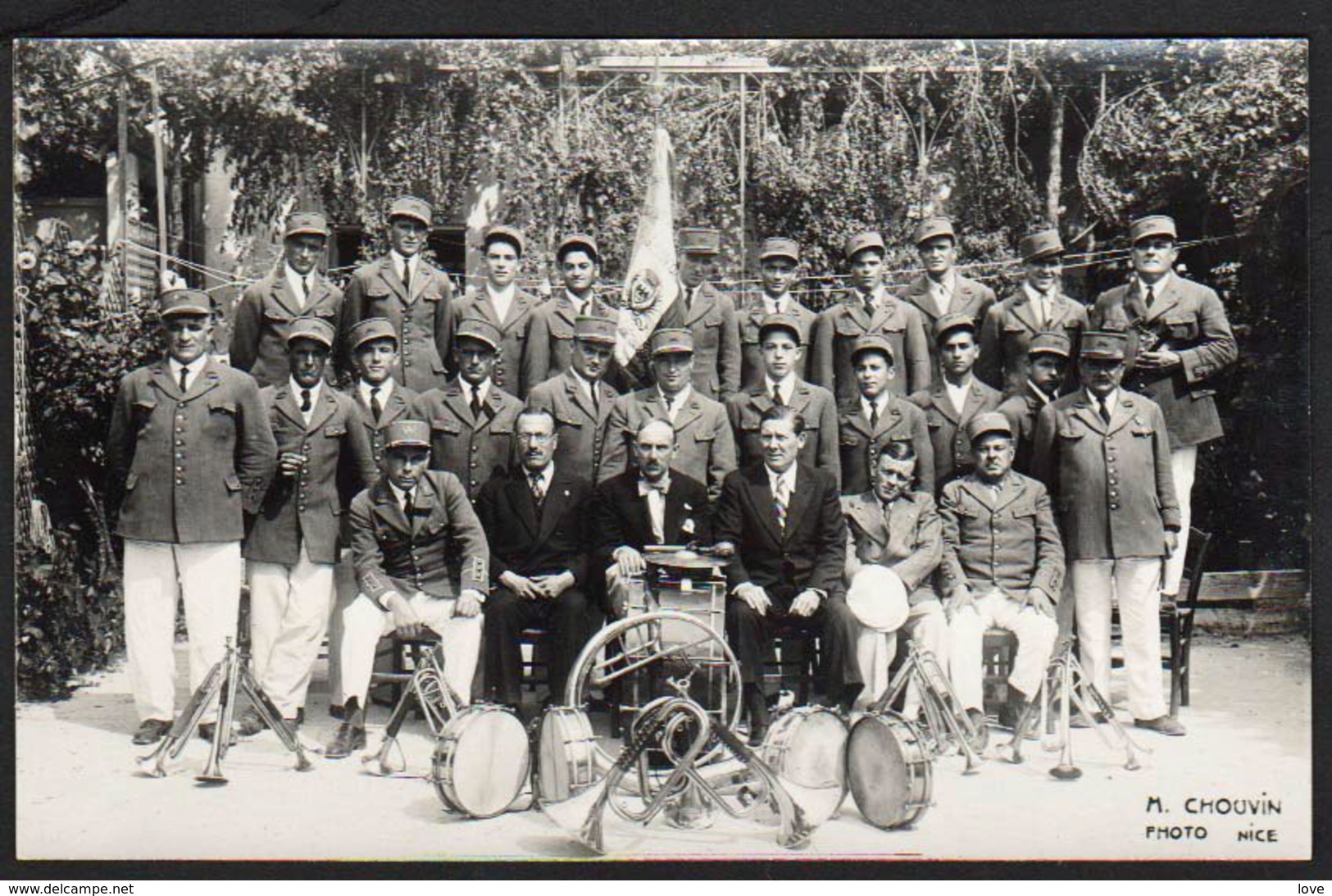 NICE: Plan TOP Sur Un Orchestre, Aigle Niçois Et 1928 Indiqué Sur Le Drapeau. Carte Photo SUPERBE. - Marchés, Fêtes