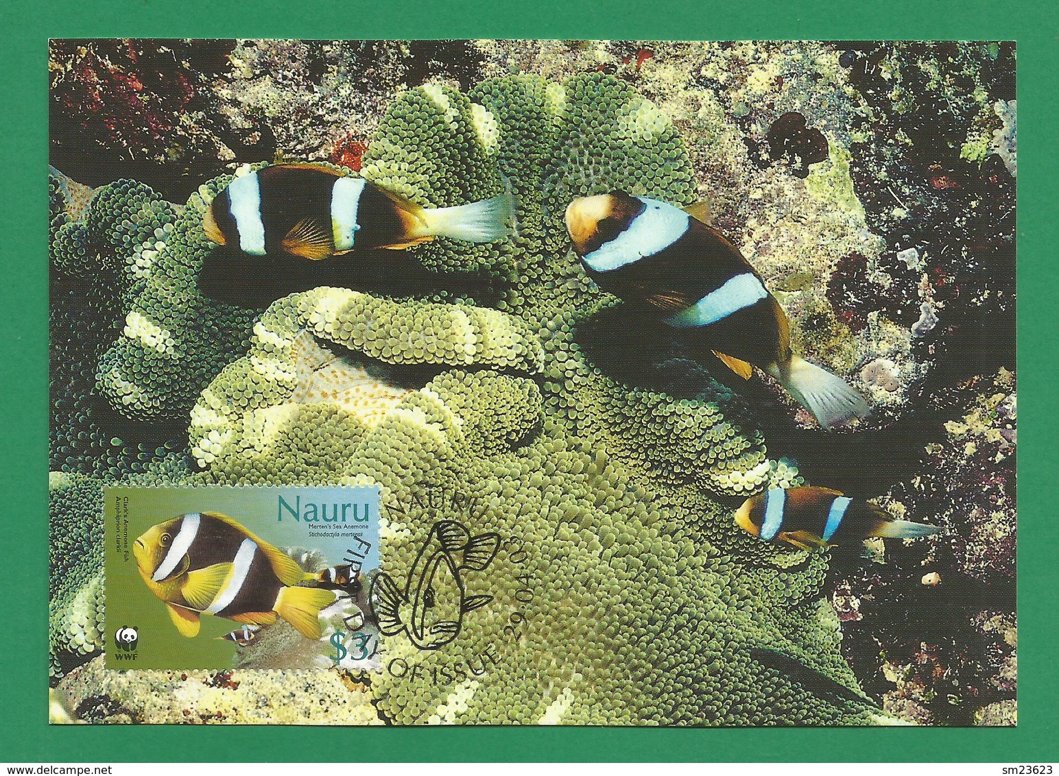 Nauru 2003  Mi.Nr. 556 , Clark`s Anemone Fish + Merten`s Sea Anemone - WWF Official Maximum Card  29.04.03 - Nauru