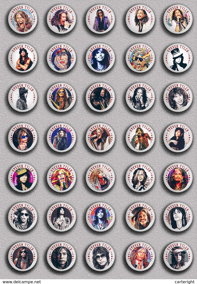 35 X Steven Tyler Music Fan ART BADGE BUTTON PIN SET 1 (1inch/25mm Diameter) - Music