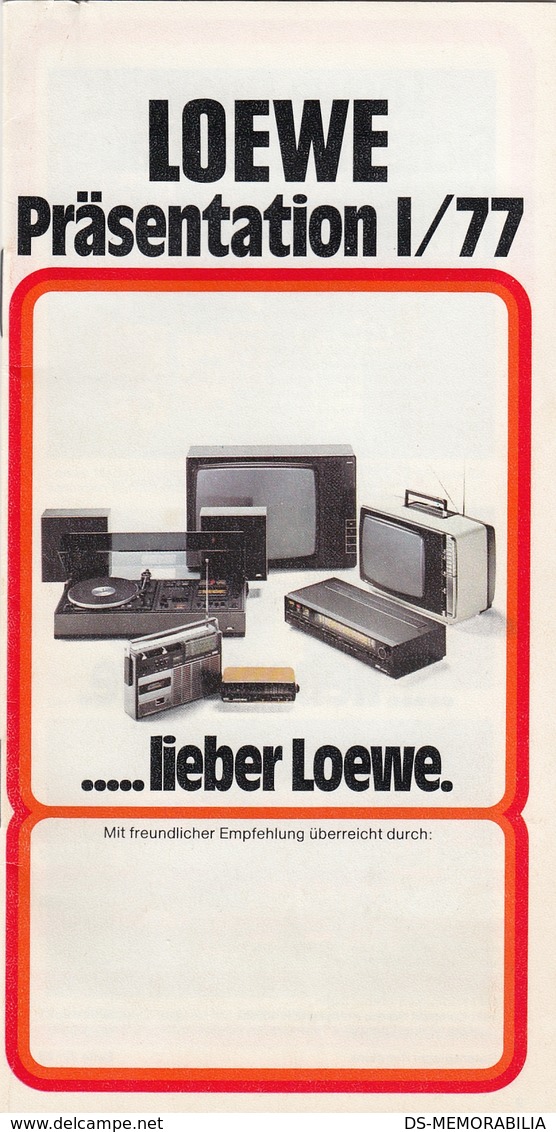 1977 LOEWE GERMANY TV TELEVISION RADIO GRAMOPHONE CATALOGUE BROCHURE PROSPECT - Fernsehgeräte