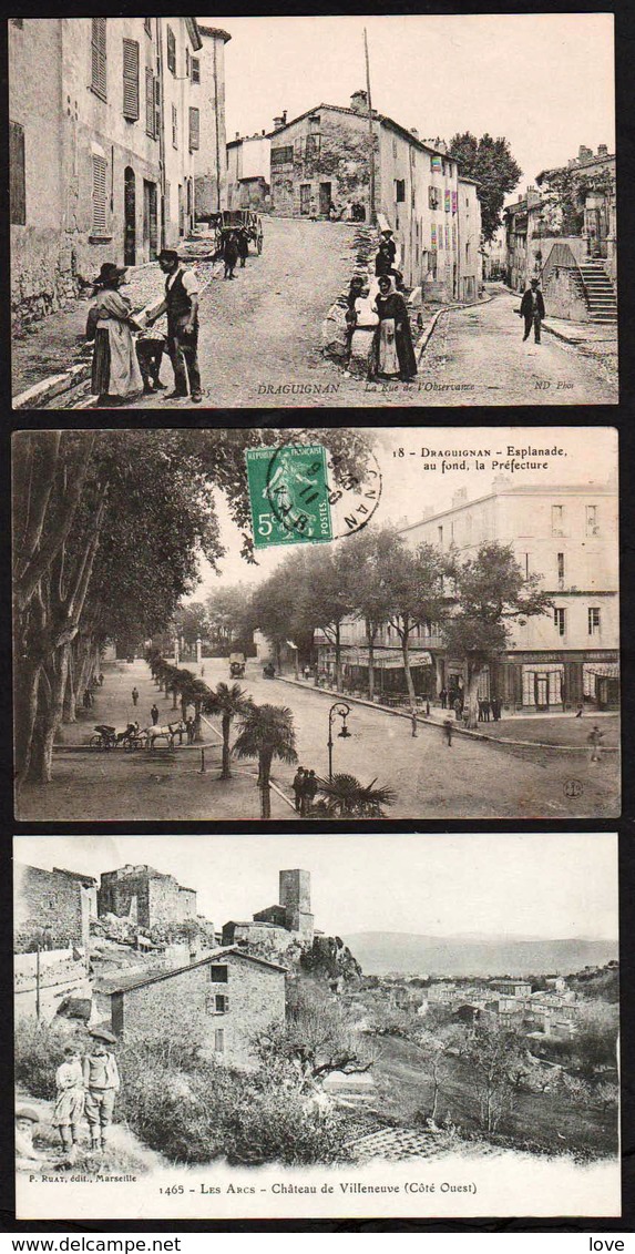 DRAGUIGNAN, LES ARCS, LE MUY, TAMARIS, TAVERNES. Très Bon Lot De 6 Cartes. - Draguignan