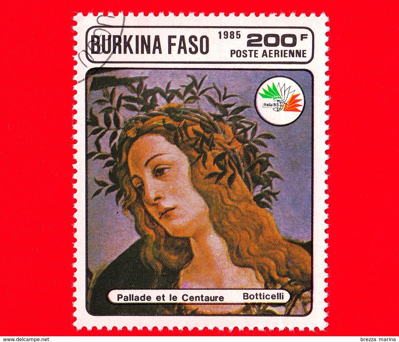 BURKINA FASO - Nuovo Oblit.- 1985 - Mostra Filat. ITALIA '85 -  Pallade E Il Centauro, Dipinto Di Botticelli - 200 P. A. - Burkina Faso (1984-...)