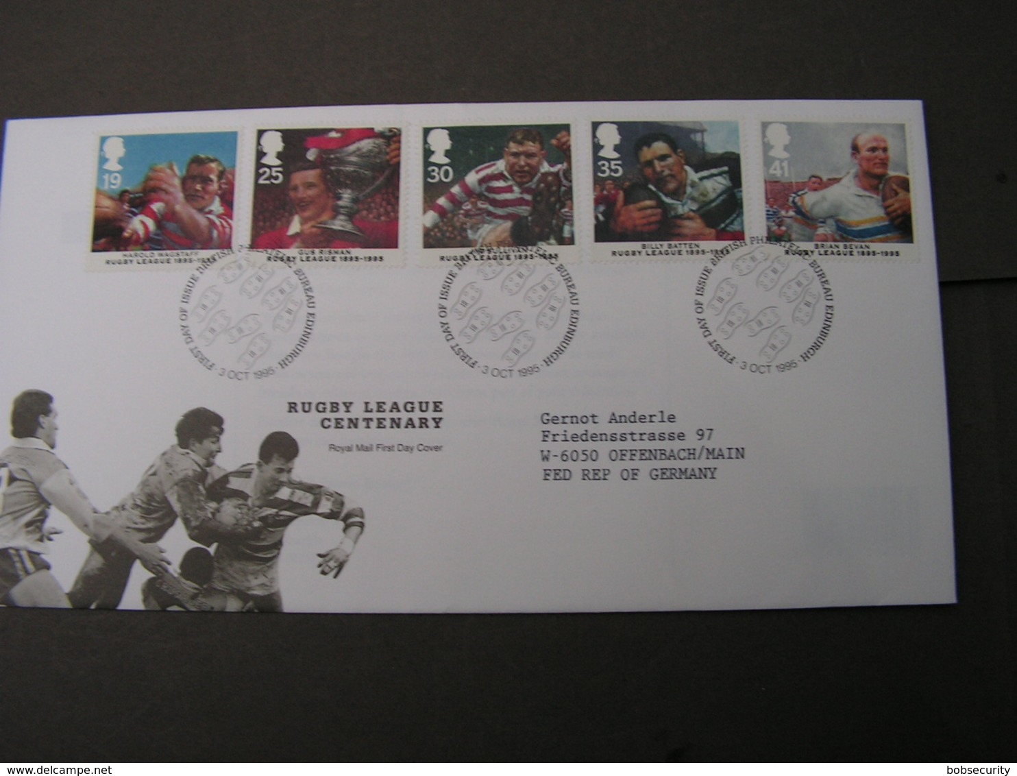 GB FDC 1995 Rugby 1591-1595 - 2001-2010 Decimal Issues