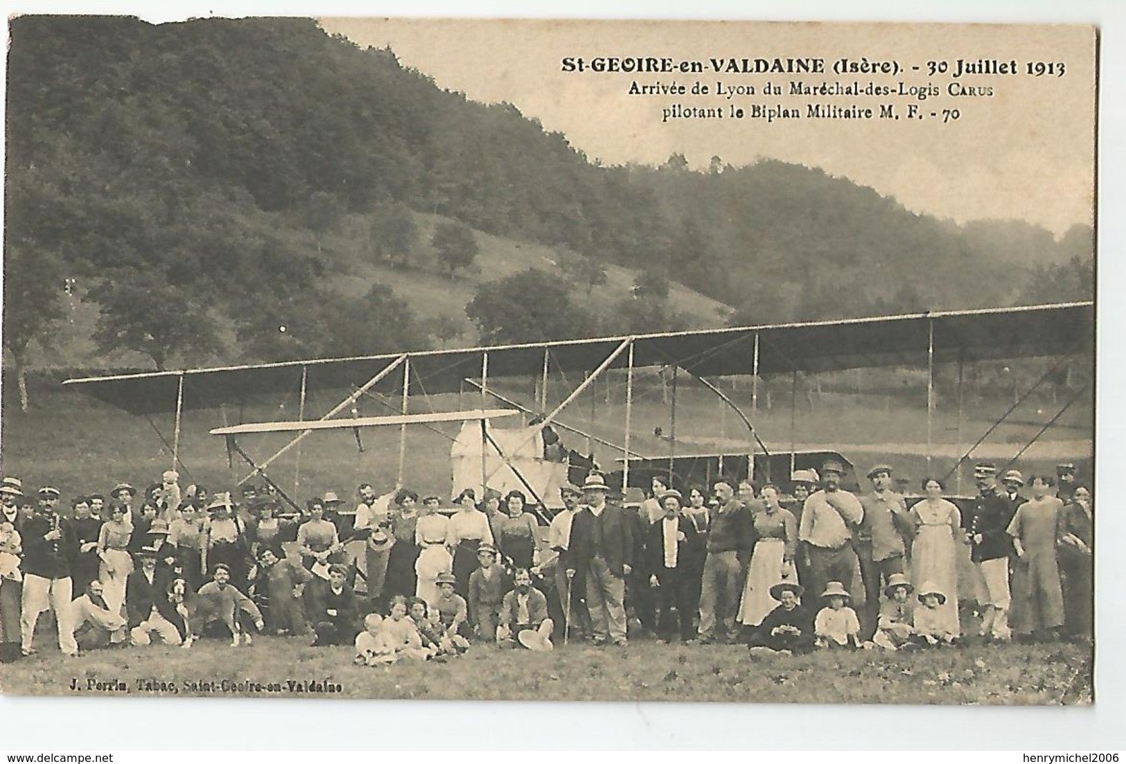 38 Isère St Saint Geoire En Valdaine Aviation Arrivée Du Biplan Militaire Du Maréchal Des Logis Carus Le 30/07/1913 - Saint-Geoire-en-Valdaine