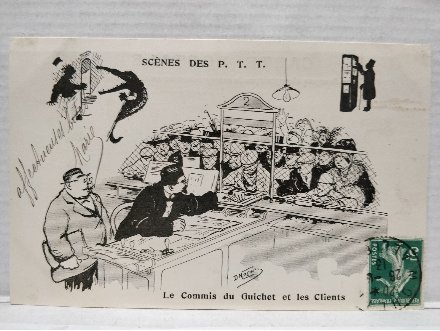 Scènes Des P.T.T.Illustrateur Morer. Le Commis Du Guichet Et Les Clients - Poste & Facteurs