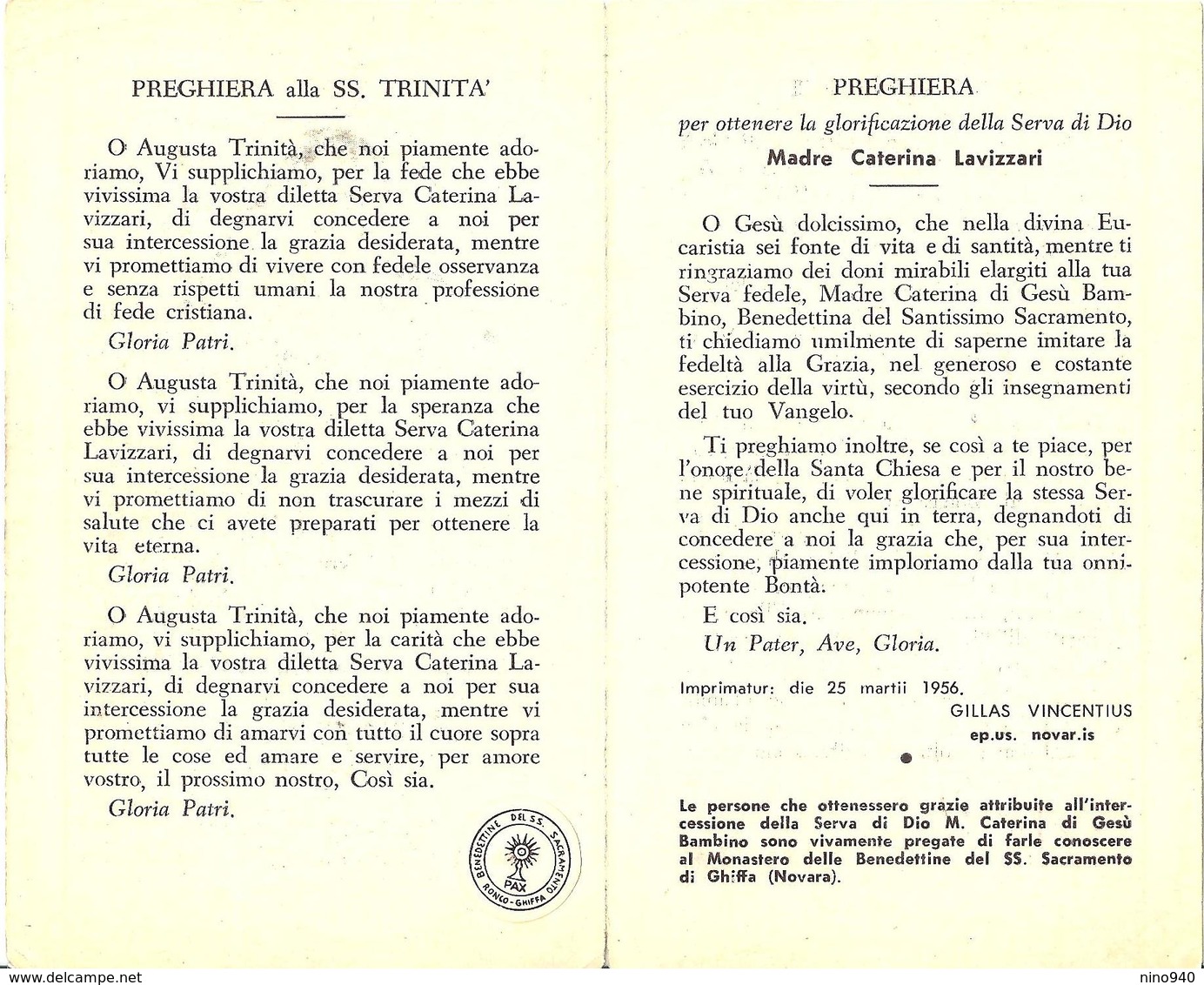 S.D.D. CATERINA DI GESU' BAMBINO -  CON RELIQUIA - A - Mm. 77 X 125 - Religion & Esotérisme