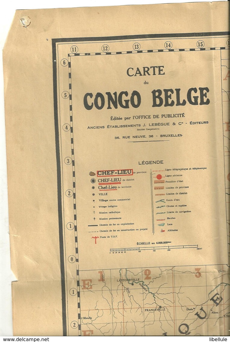 Carte Du Congo Belge. - Cartes Géographiques