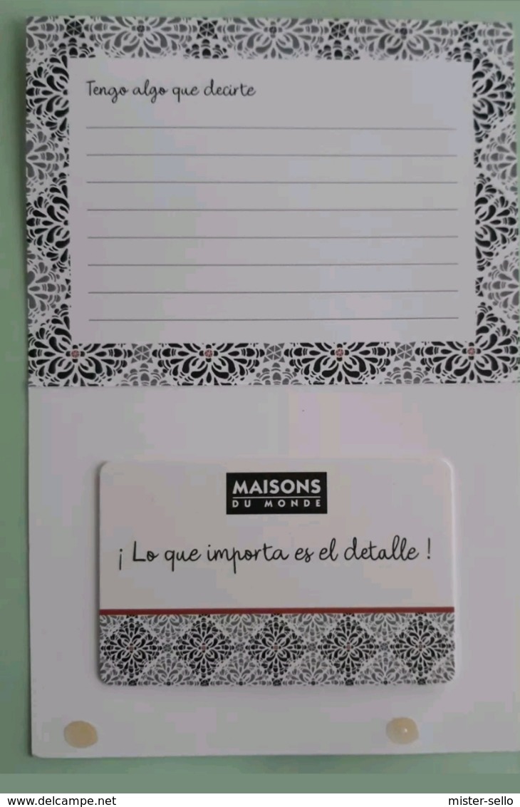 TARJETA REGALO DE MAISONS DU MONDE CON CARTERITA. - Tarjetas De Regalo