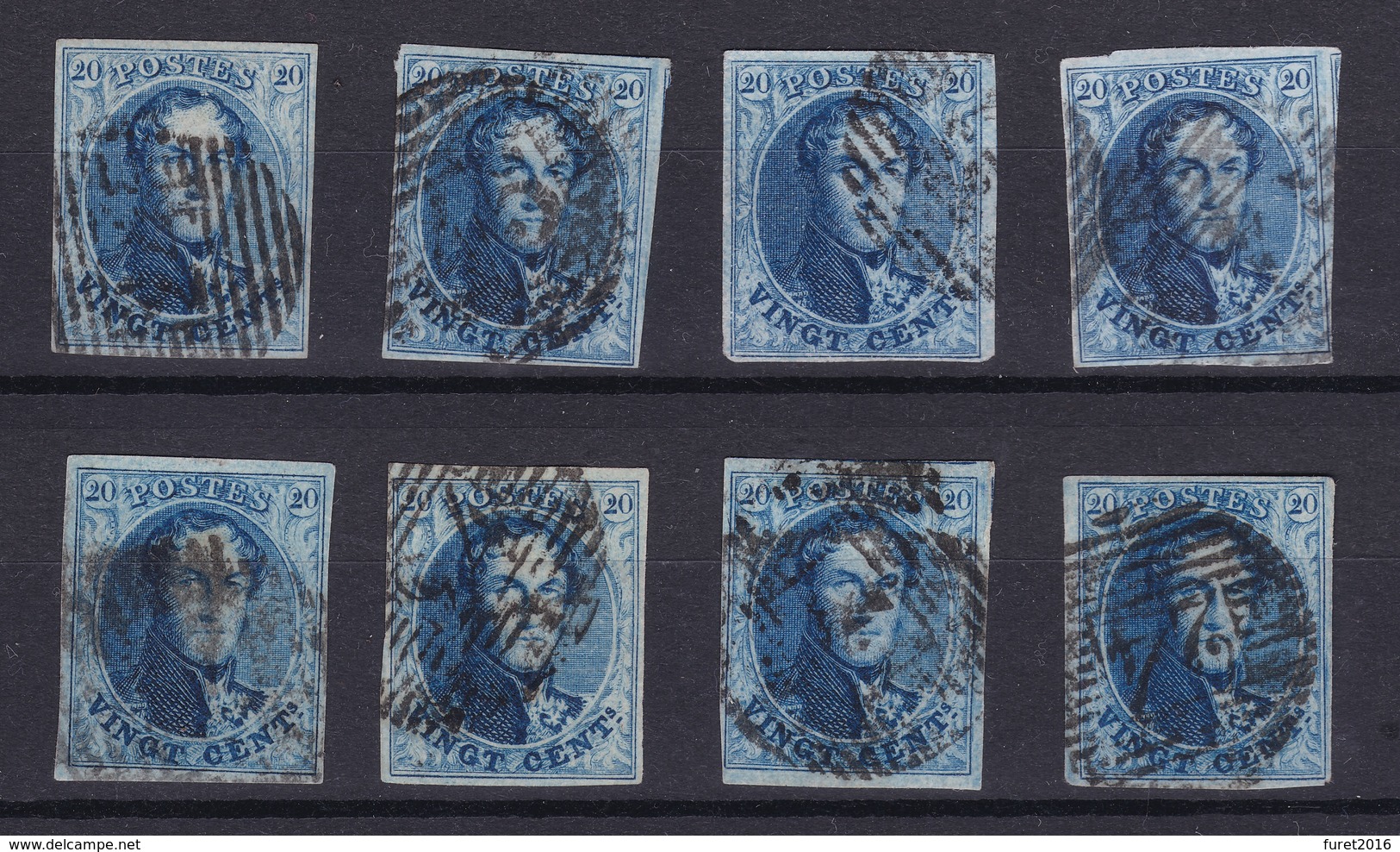 N° 11 A PLANCHE V :  8 Timbres Margés Et Planchés - 1858-1862 Médaillons (9/12)