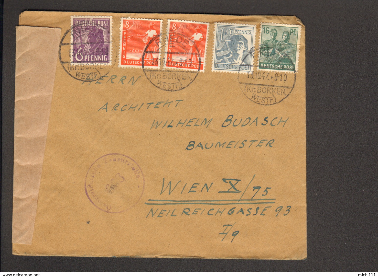 Alli.Bes.6,2 X 8,12 U.16 Pfg.Arbeiter Aus Rhede.Auslandsbrief N.Österreich V.1947 M.österreichischer Zensur, - Sonstige & Ohne Zuordnung