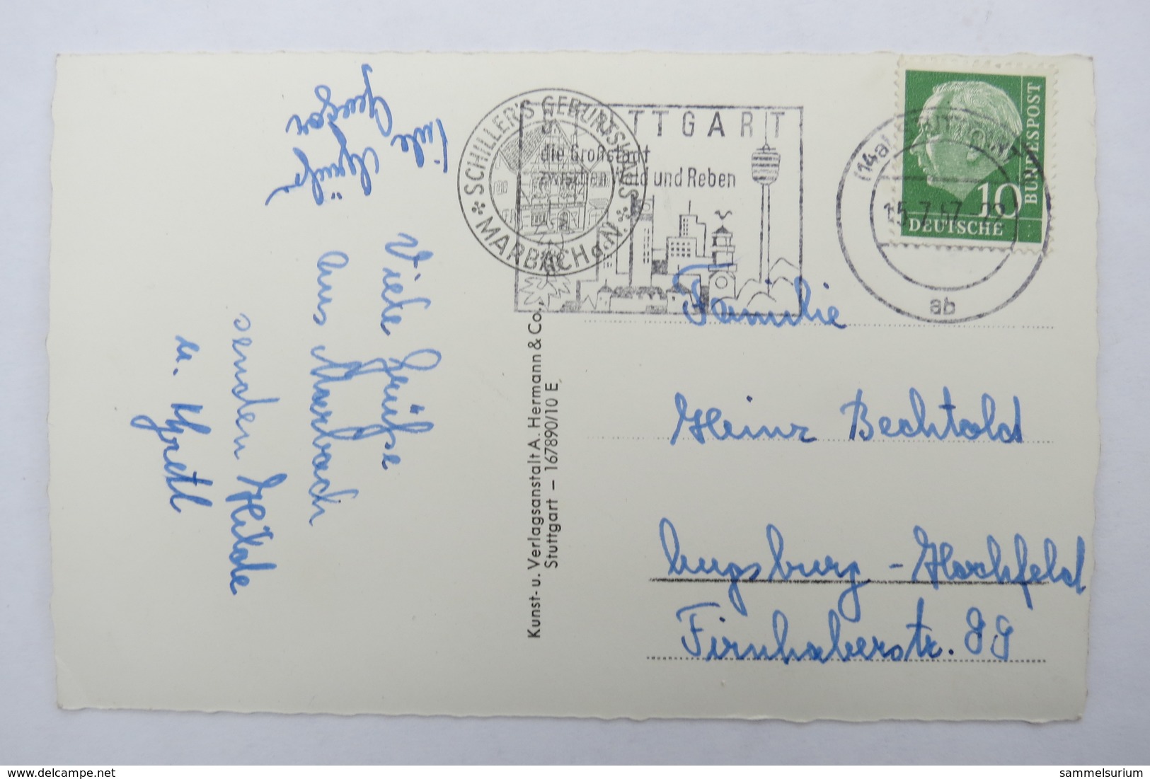 (10/7/83) Postkarte/AK "Marbach A.N.", Schiller's Geburtshaus Mit Wilder-Mann-Brunnen - Marbach