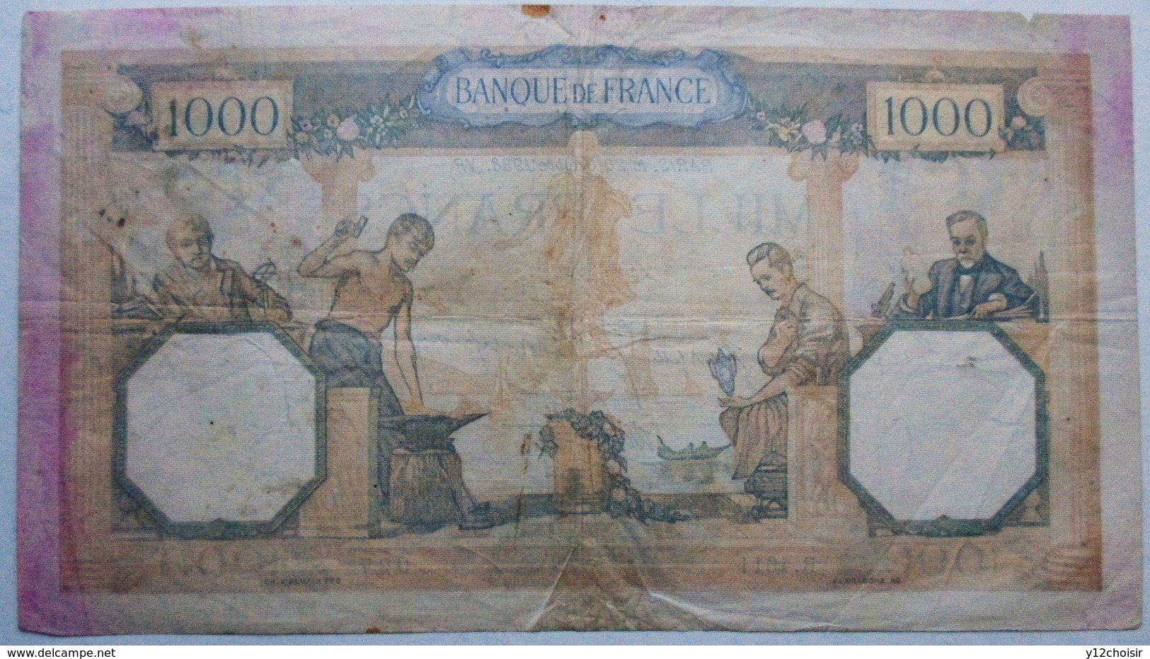 UN BILLET DE 1000 FRANCS 1938 BANQUE DE FRANCE CERES ET MERCURE E. DELOCHE - 1 000 F 1927-1940 ''Cérès Et Mercure''