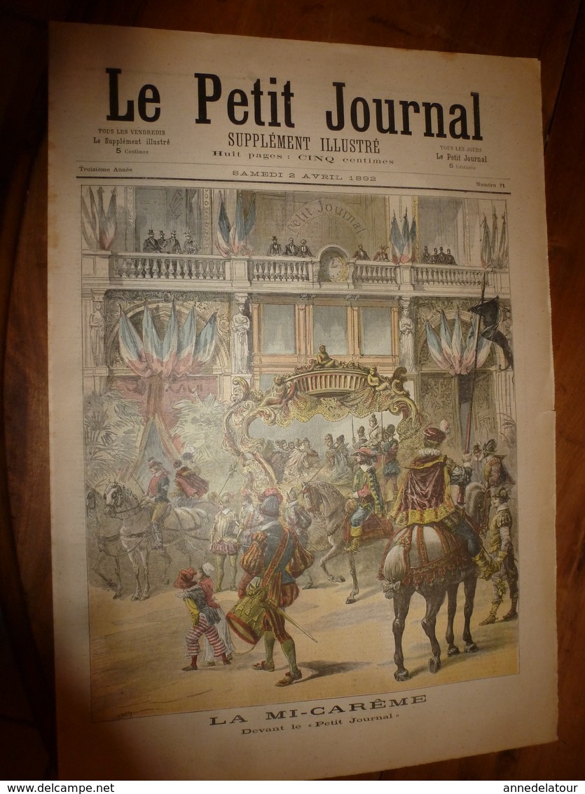 1892 LE PETIT JOURNAL:Terrible Grisou à Anderlues;Phare Des Sanguinaires;Troupigny à Montrouge,peintre D'écrevisses;etc - 1850 - 1899