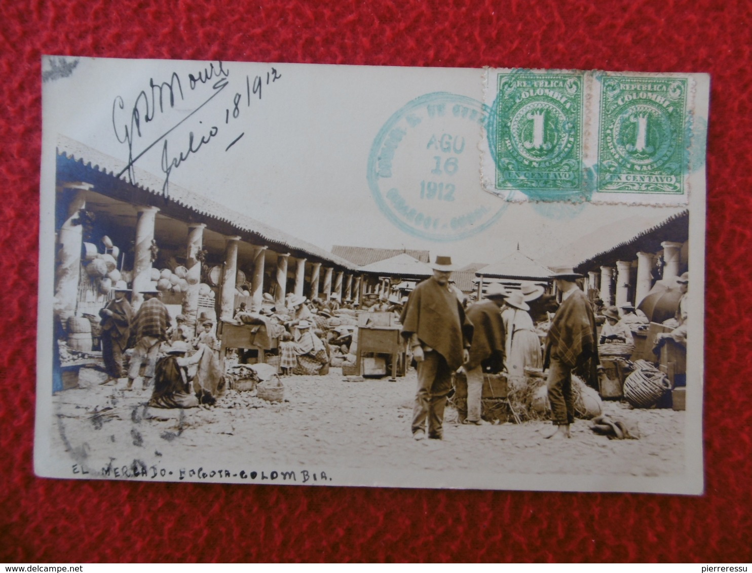 COLOMBIA BOGOTA MERCADO CARTE PHOTO TIMBRE CACHET - Colombie