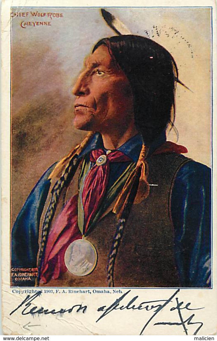 -ref-B247- Indiens De L Amerique Du Nord - Indien -chief Wolf Robe - Cheyenne - Voir Etat - - Indiens D'Amérique Du Nord