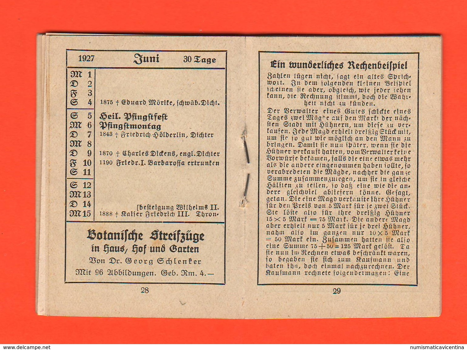 Germania Germany Weimar Kalender Für Mädchen 1927 Jahre Geometrieregeln, Gartenarbeit Und So Weiter - Small : 1921-40