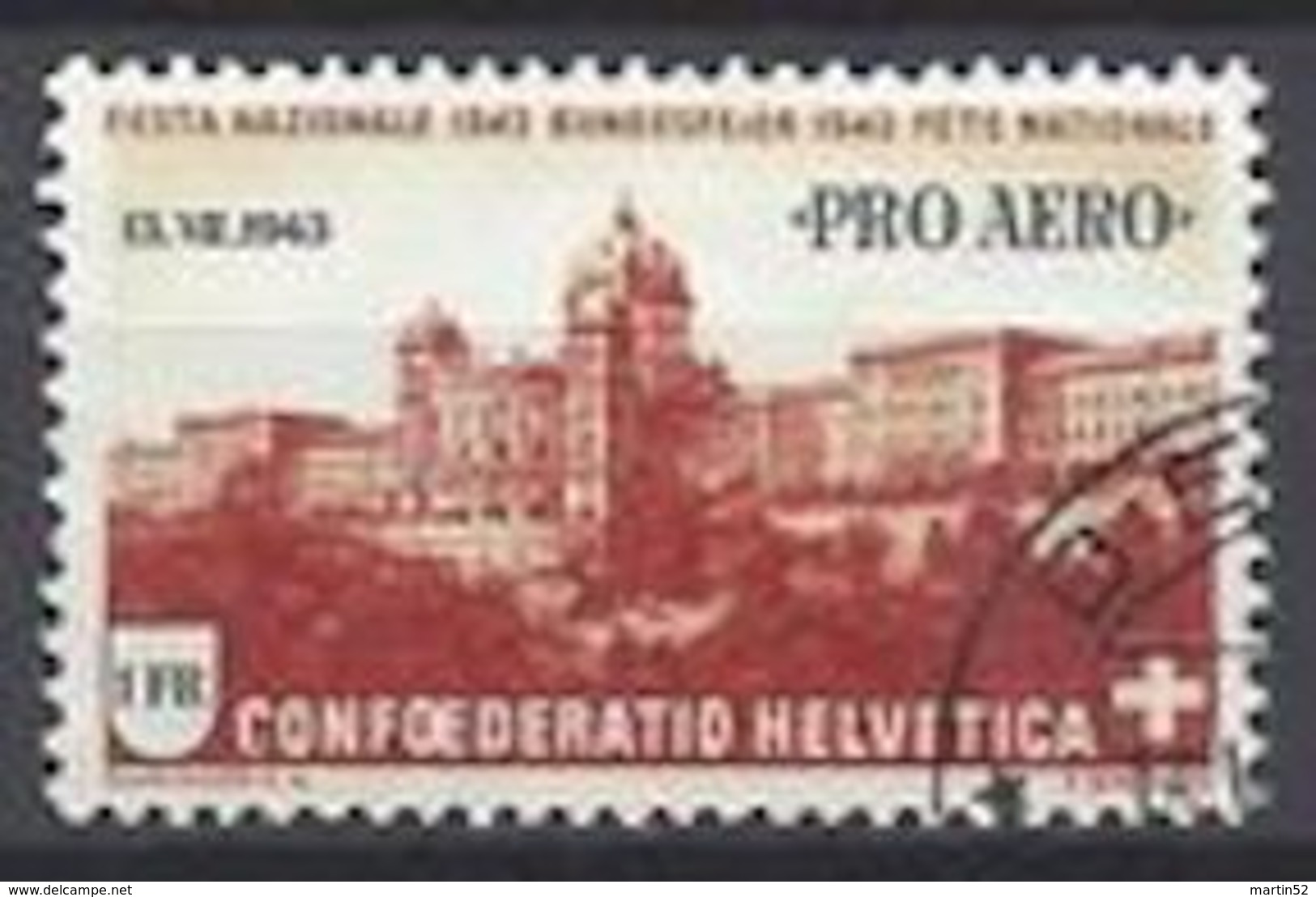 Schweiz Suisse 1943: PRO AERO  Mit Aufdruck 13.VII.1943  Zu 36 Mi 422 Yv PA35 Mit O BERN 13.VII.43 (Zu CHF 15.00) - Oblitérés