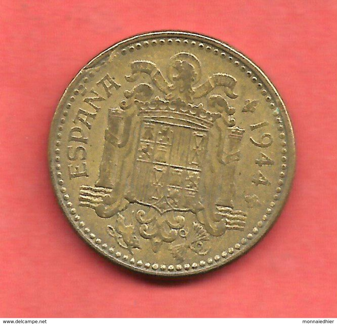 1 Peseta , ESPAGNE , Aluminium-Bronze , 1944 , N° KM # 767 , N° Y # 112 - 1 Peseta