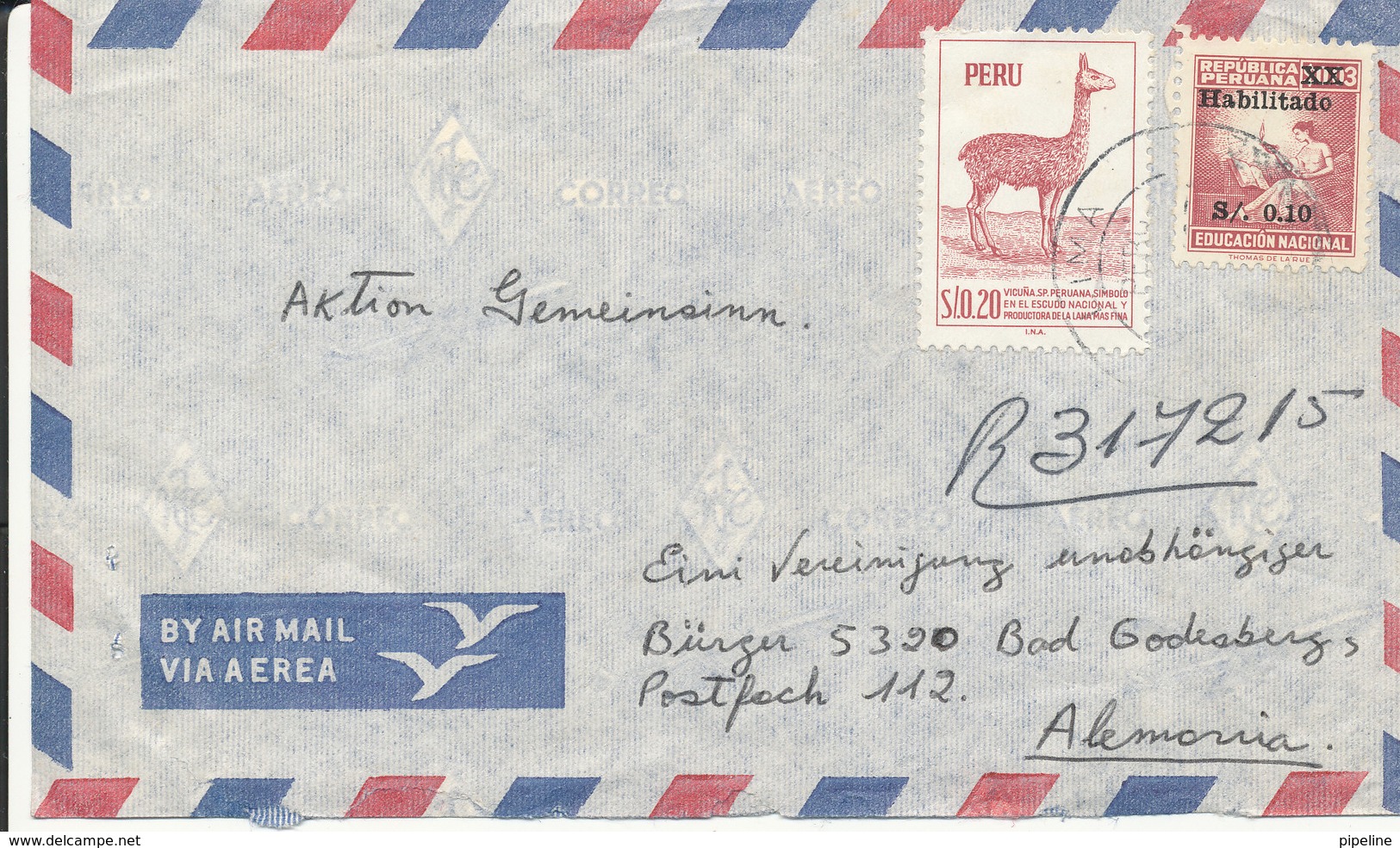 Peru Registered Air Mail Cover Sent To Germany 15-2-1971 With Topic Stamps On Front And Backside Of The Cover - Peru