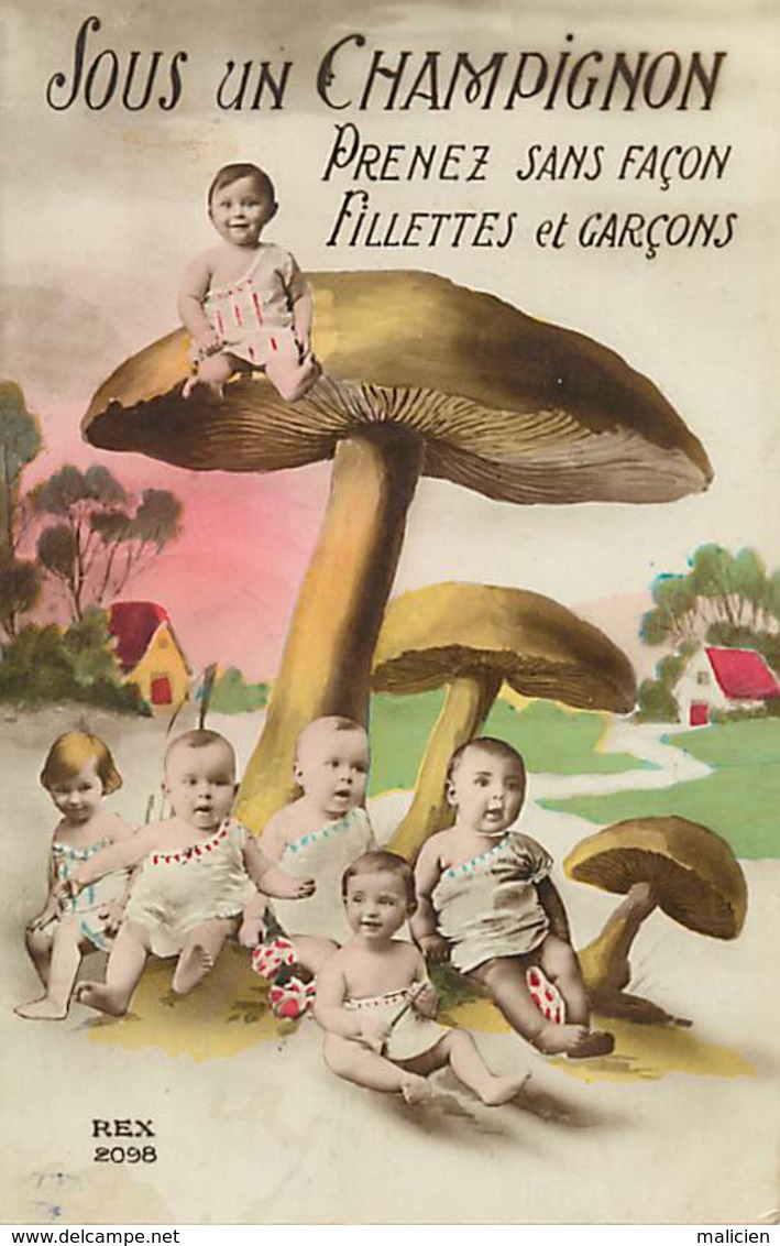 -ref-B220- Fantaisies - Bébés - Bébé - Champignons - Champignon -  Carte Bon Etat - - Bébés