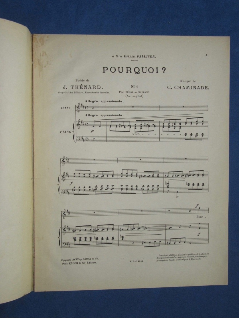 CAF CONC CHANT PIANO GF PARTITION CÉCILE CHAMINADE THÉNARD ESTHER TALLISER 1901 ILL BARABANDY - Autres & Non Classés