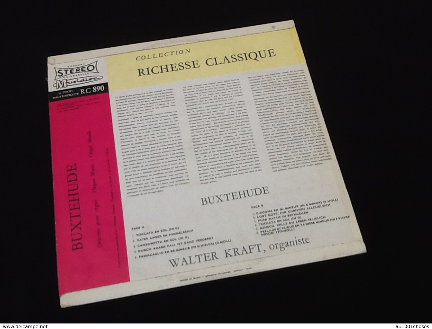 Vinyle 33 Tours Buxtehude  Oeuvre Pour Orgue Walter Kraft RC 890 - Classique