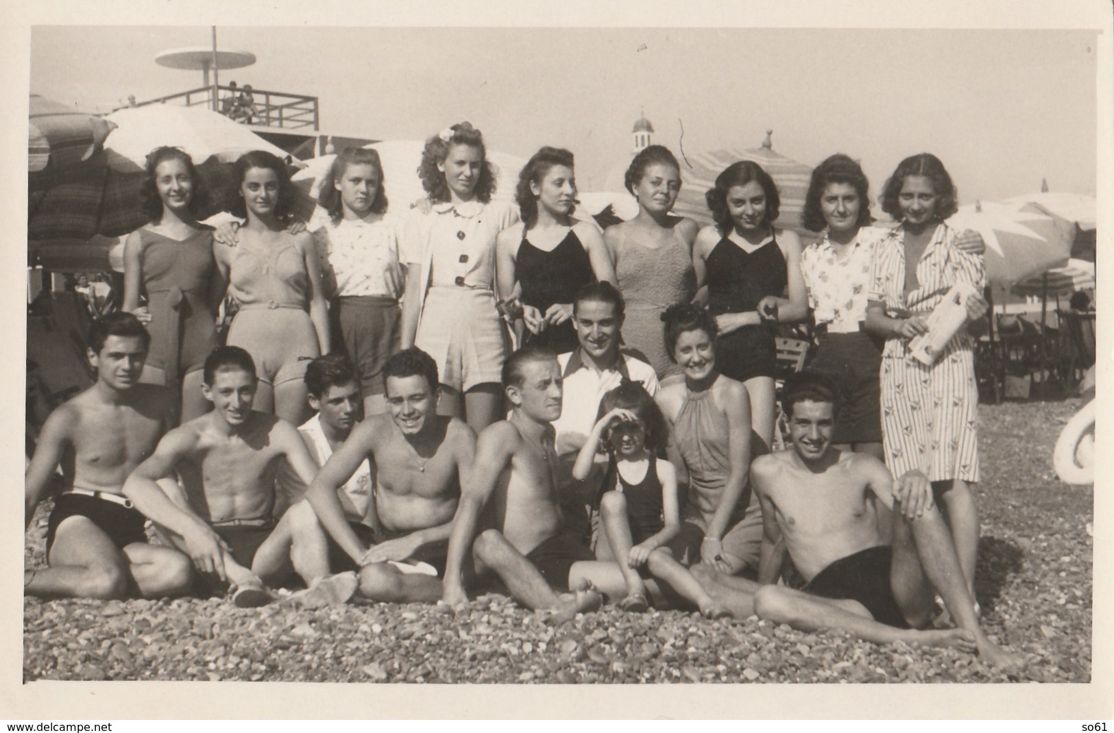 8176 Eb. Vintage Old Photo Foto Gruppo Al Mare  Group At The Sea - Pegli Genova 1939  Dim. 14x9 - Lieux