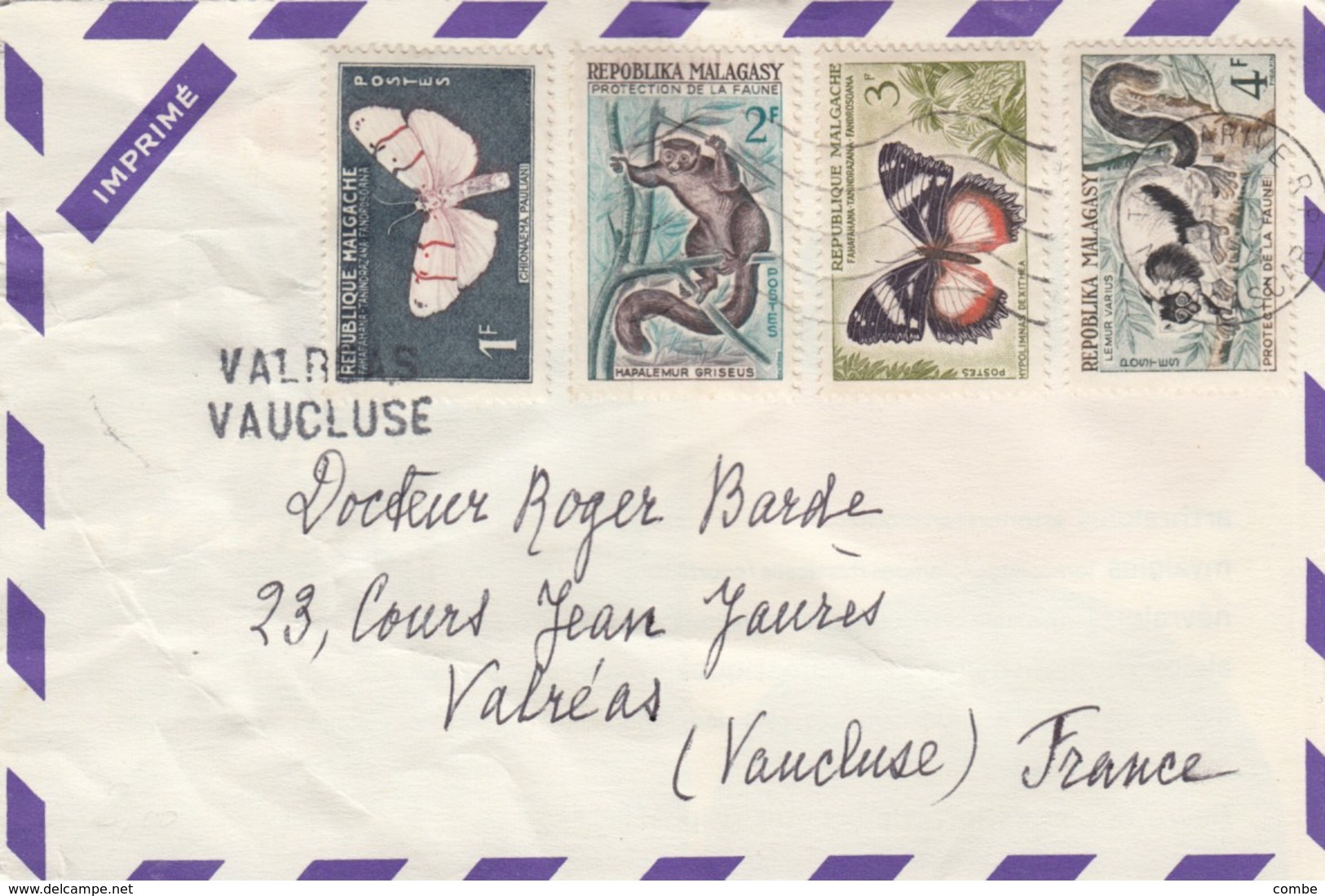 LETTRE. COVER. PUBLICITY PHARMACY. STOP-DOULEUR NUBALGYL. MADAGASCAR TANANARIVE TO VALREAS VAUCLUSE FRANCE/  2 - Sonstige & Ohne Zuordnung