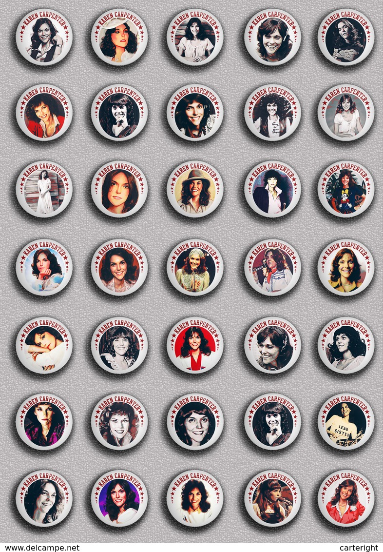 35 X Karen Carpenter Music Fan ART BADGE BUTTON PIN SET 1 (1inch/25mm Diameter) - Music