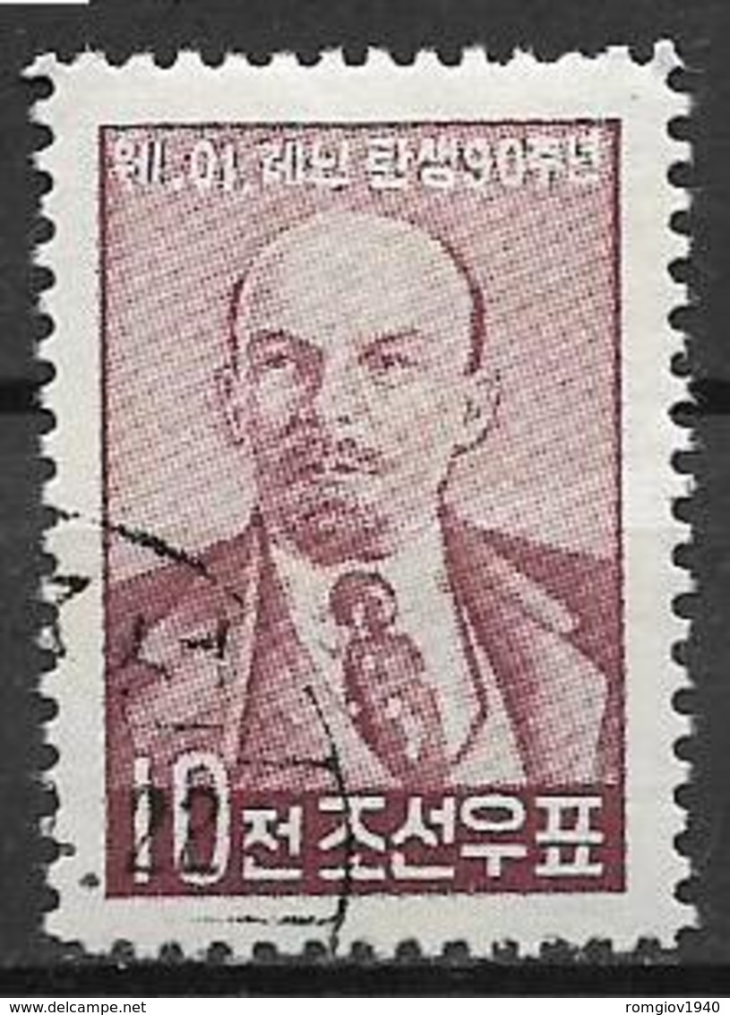 COREA DEL NORD 1960 NASCITA DI LENIN YVERT. 214 USATO VF - Corea Del Nord