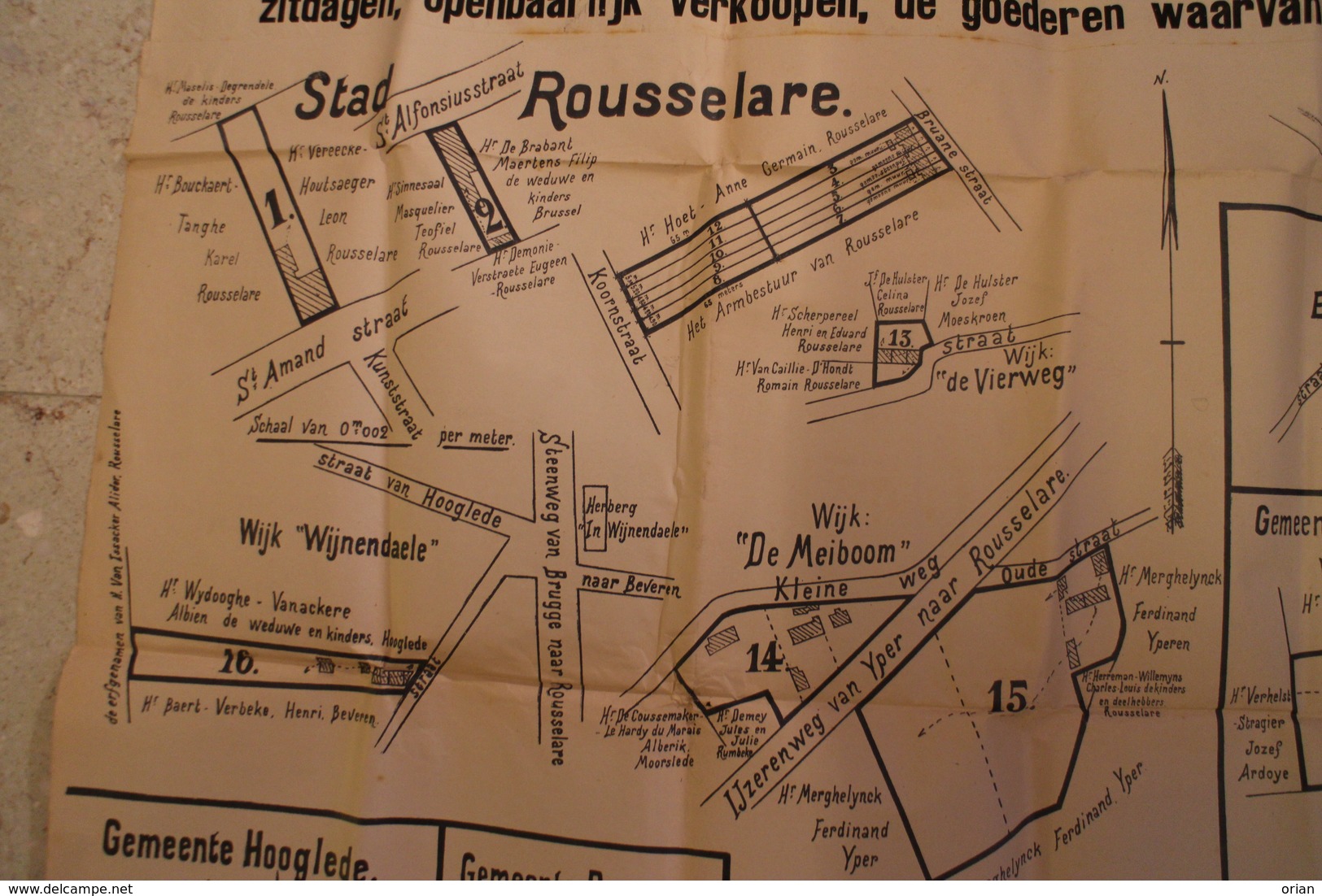 Affiche 1910 - Mega Openbare Verkoop te Roeselare + Ardooie Kachtem Emelgem Beveren Hooglede + Gehuchten / Notaris Ameye