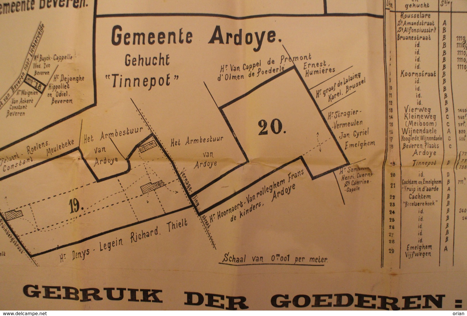 Affiche 1910 - Mega Openbare Verkoop te Roeselare + Ardooie Kachtem Emelgem Beveren Hooglede + Gehuchten / Notaris Ameye