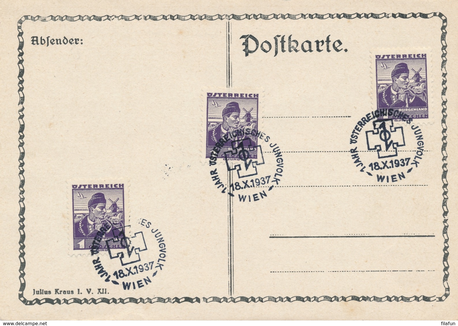 Österreich - 1937 - 2x Special Cancel - Militarischer Grossflugtag & 1 Jahr Jungvolk - Brieven En Documenten