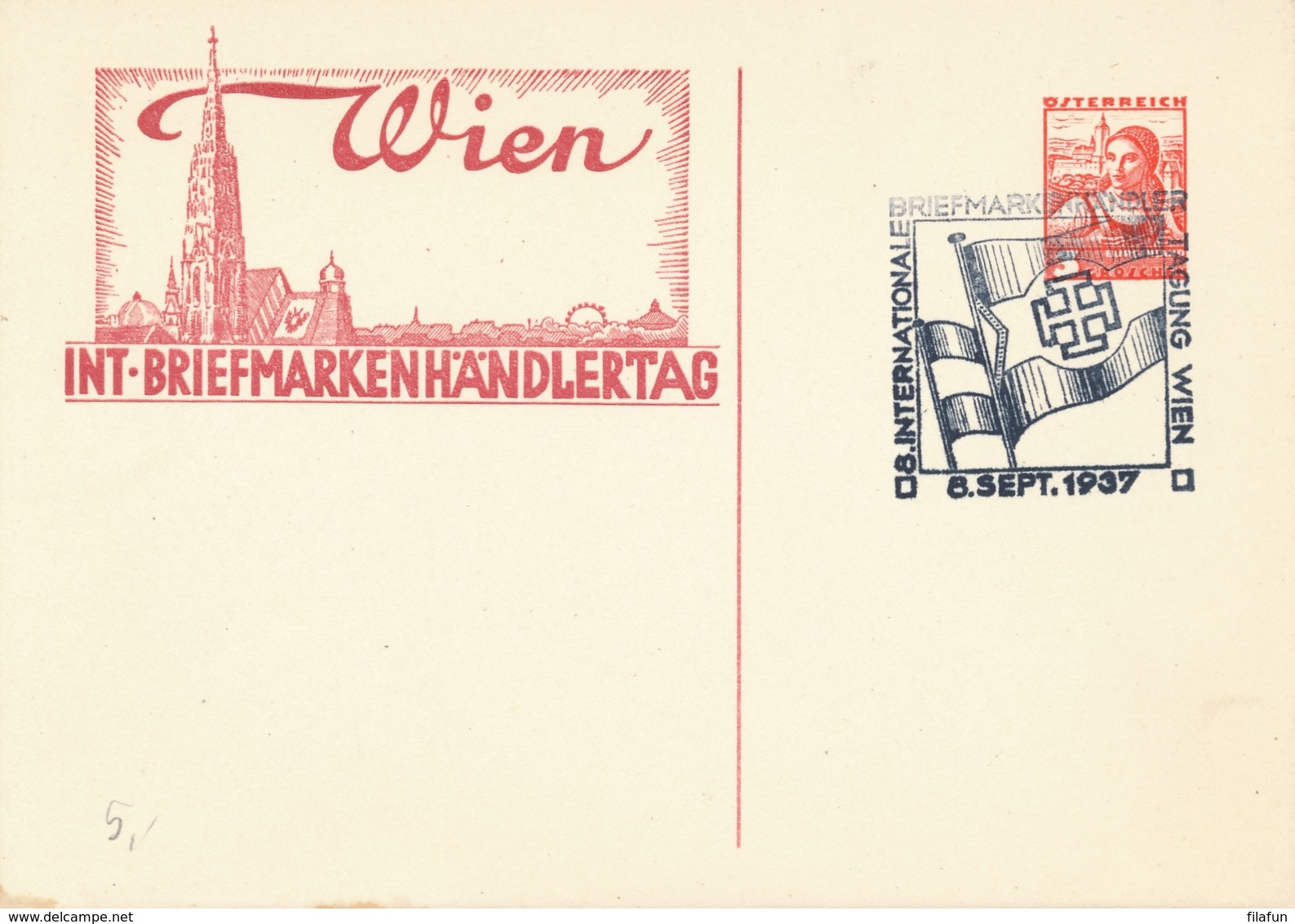 Österreich - 1937 - 2x Special Cancel - Briefmarkenhändlertag & Wiener Messe Rotunde - Brieven En Documenten