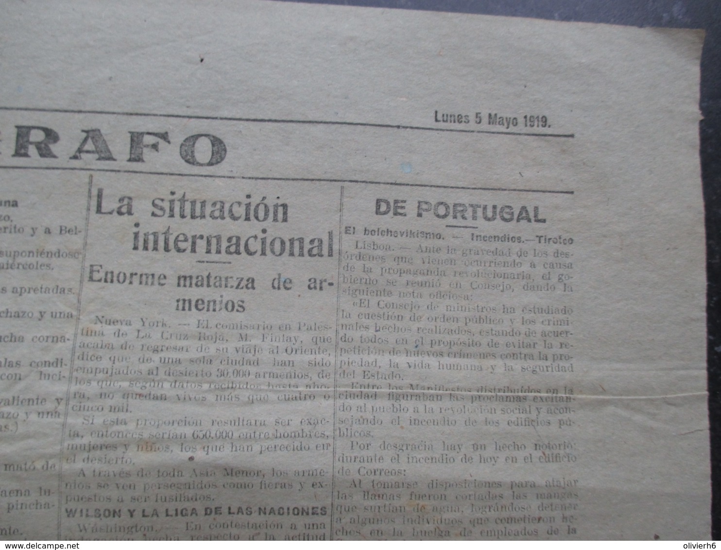 VP ESPAGNE (M1902) EL MERCANTIL VALENCIANO (2 VUES) Num 18.173 - LUNES 5 MAYO 1919 - [1] Jusqu' à 1980