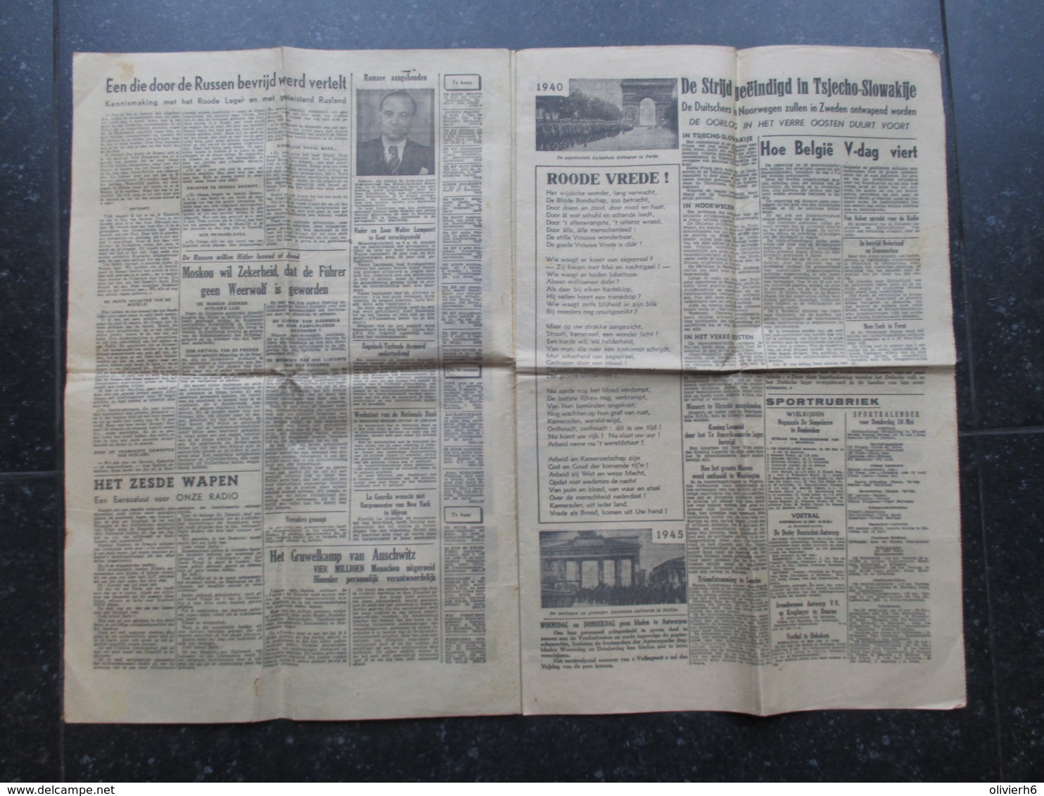 VP BELGIQUE (M1902) VOLKSGAZET (2 VUES) Dinsdag 08 Mei 1945 - Overwinningsnummer - Andere & Zonder Classificatie