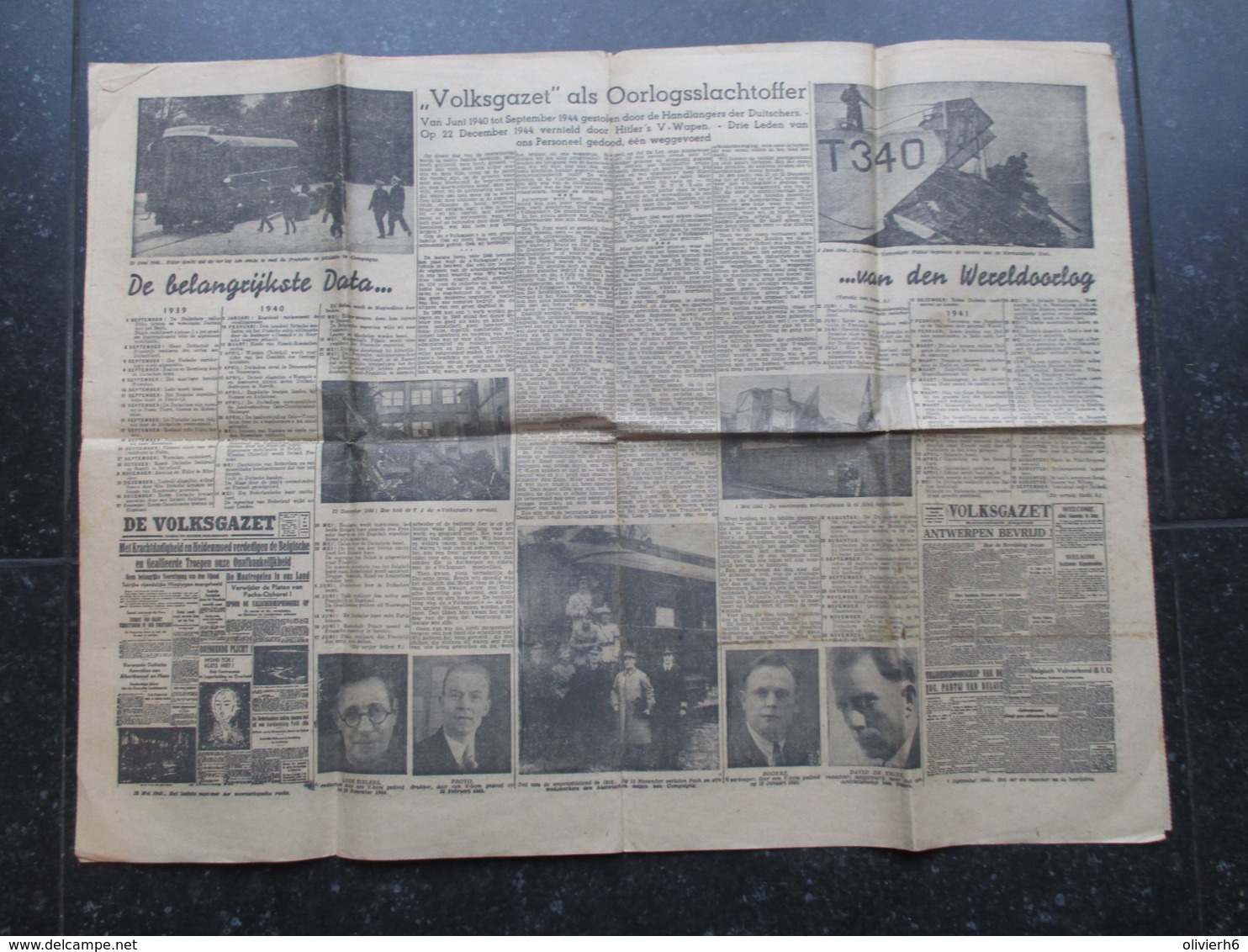 VP BELGIQUE (M1902) VOLKSGAZET (2 VUES) Dinsdag 08 Mei 1945 - Overwinningsnummer - Andere & Zonder Classificatie