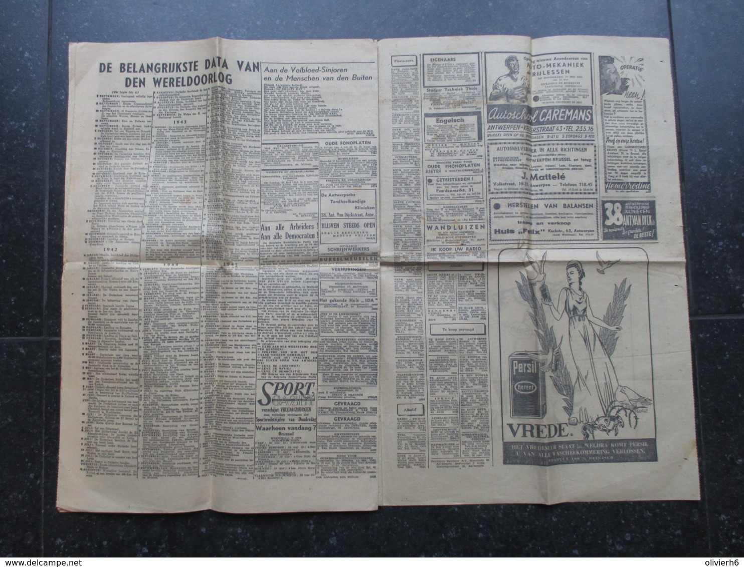 VP BELGIQUE (M1902) VOLKSGAZET (2 VUES) Dinsdag 08 Mei 1945 - Overwinningsnummer - Andere & Zonder Classificatie