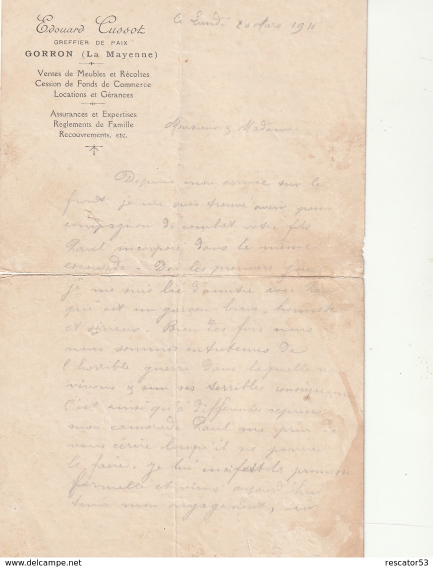 Très Rare Livre D'or  Des Morts De La Grande Guerre Commune De Pré-en-pail (53) Avec Lettres Et Courrier Pour Un Poilu - 1914-18