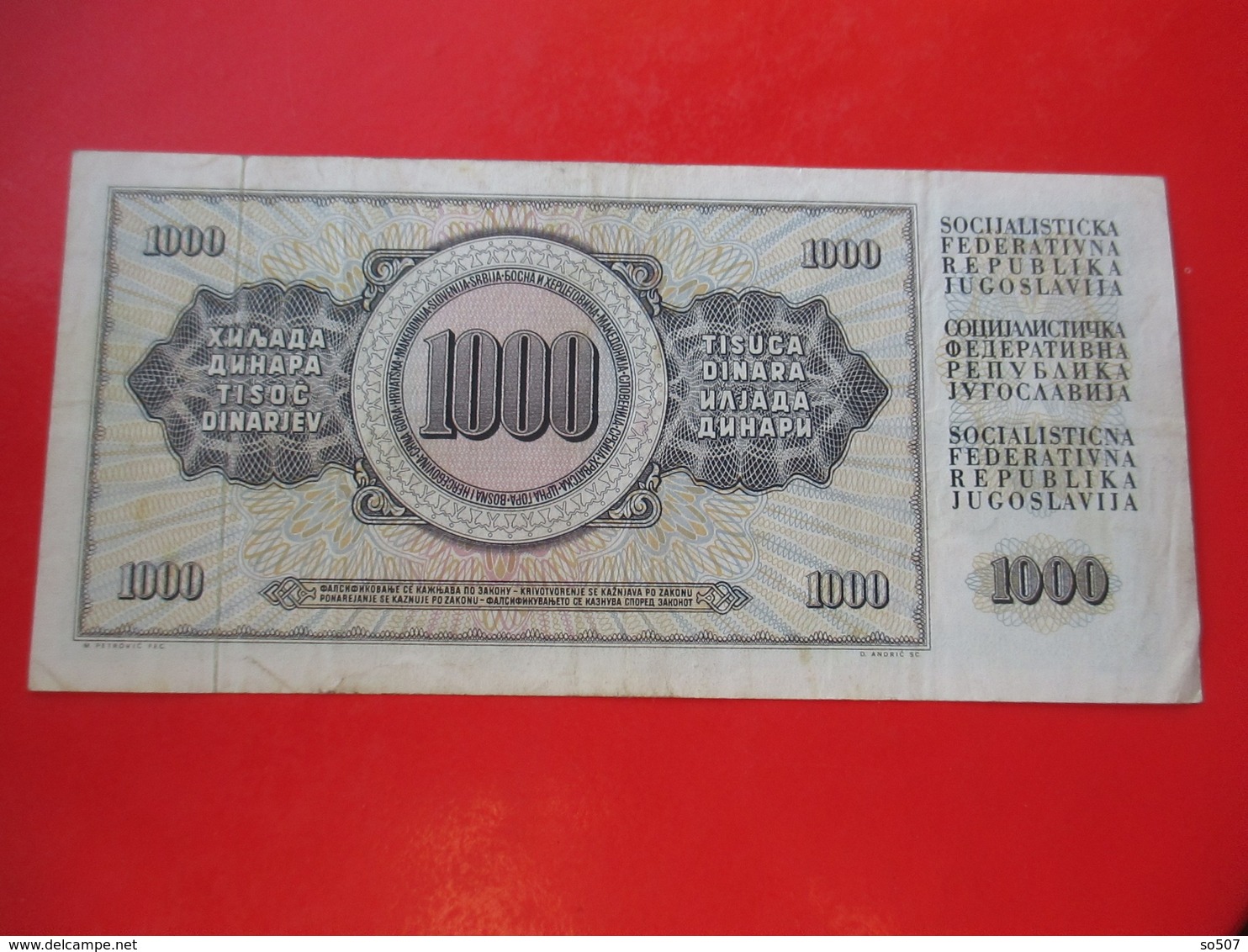 X1- 1000 Dinara 1974.Yugoslavia- Circulated.Banknote - Yougoslavie