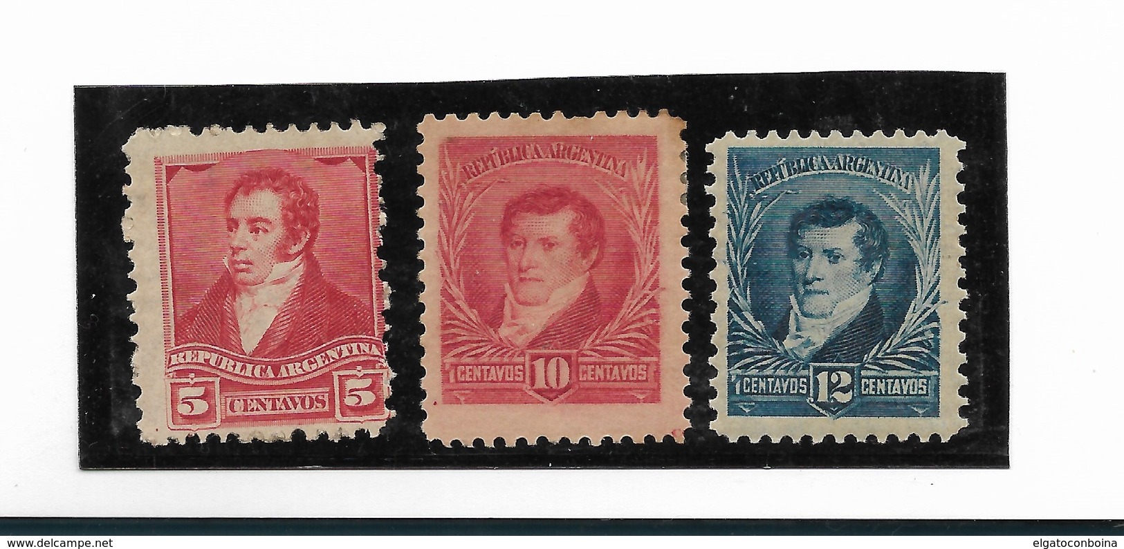 ARGENTINA YEAR 1892 Scott 110/12 Michel 87/89 Rivadavia & Belgrano, 3 Values, Mint LH - Unused Stamps