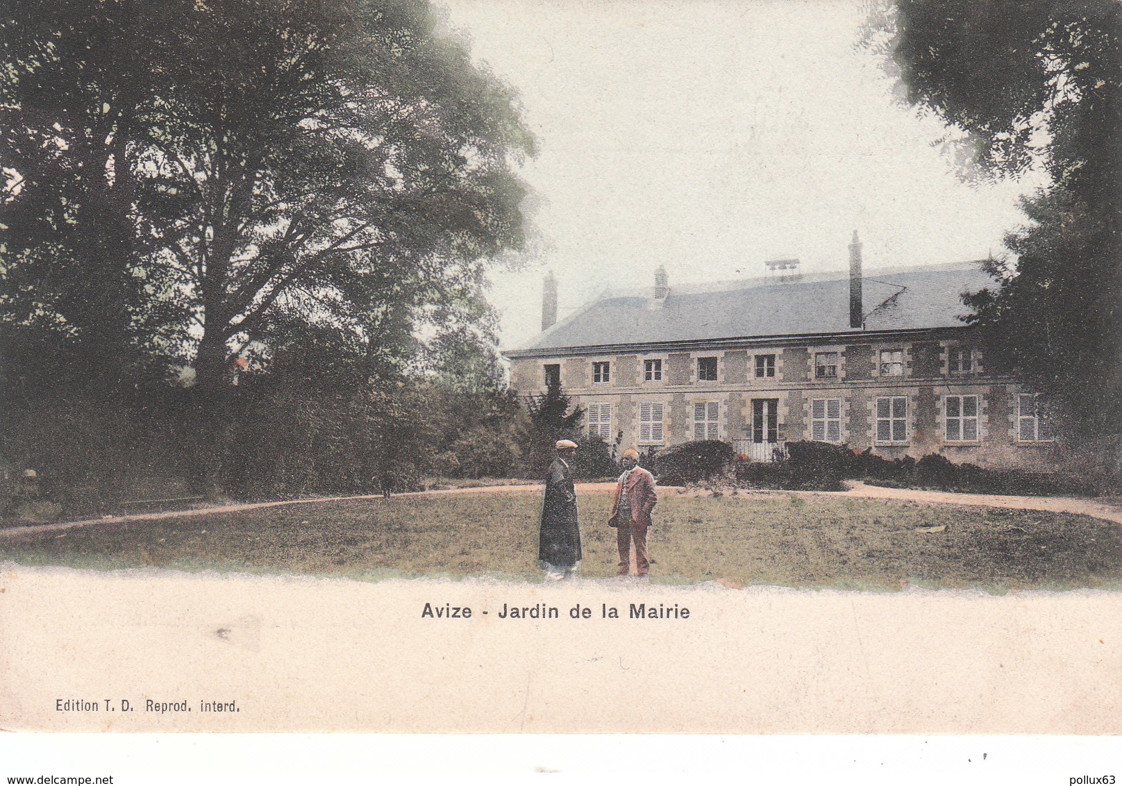 CPA AVIZE (51) JARDIN DE LA MAIRIE - ANIMEE - COLORISEE - Autres & Non Classés