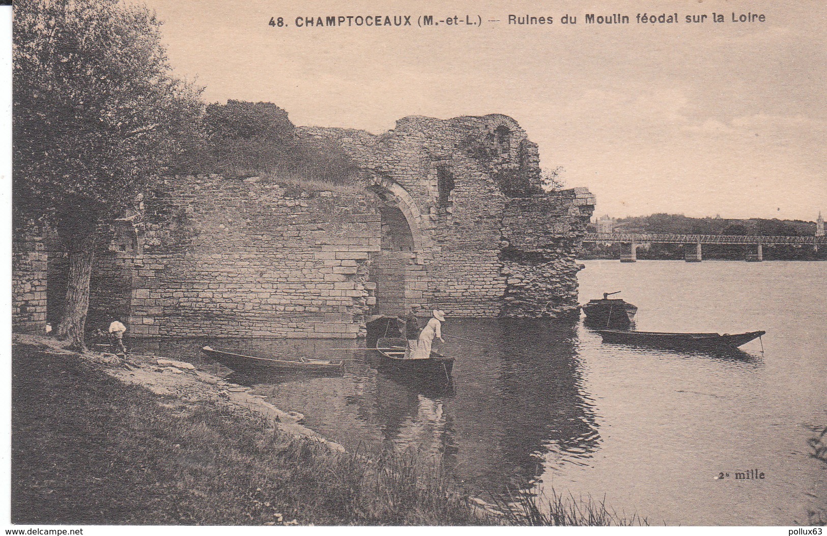 CPA CHAMPTOCEAUX (49) RUINES DU MOULIN FEODAL SUR LA LOIRE - ANIMEE - Champtoceaux