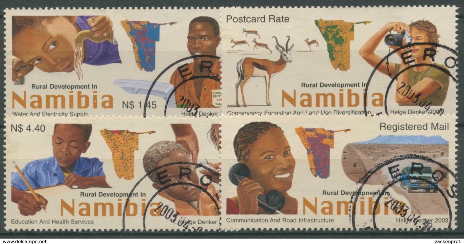 Namibia 2003 Entwicklung Ländlicher Gebiete Wasser Schule 1102/05 Gestempelt - Namibie (1990- ...)