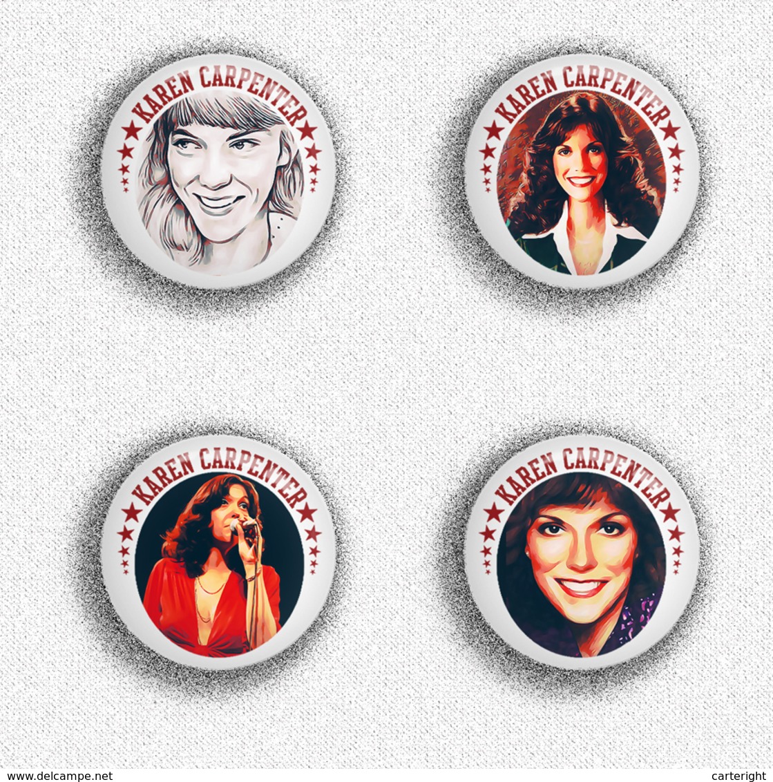 35 X Karen Carpenter Music Fan ART BADGE BUTTON PIN SET 2 (1inch/25mm Diameter) - Music